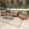 imageDeco 79 Teak Wood Outdoor Seating Set with Cushions Set of 4 52 47 29 29W BrownSeating Set