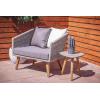 imageDeco 79 Wood Outdoor Accent Table with Concrete Inspired Top and Slender Tapered Legs 16quot x 16quot x 16quot GrayGrey