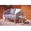 imageDeco 79 Wood Outdoor Accent Table with Concrete Inspired Top and Slender Tapered Legs 16quot x 16quot x 16quot GrayGrey