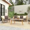 imageDeco 79 Wood Woven Rope Outdoor Chair with Polyester Cushions and Slender Tapered Legs Set of 2 33quotW 29quotH Gray