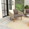 imageDeco 79 Wood Woven Rope Outdoor Chair with Polyester Cushions and Slender Tapered Legs Set of 2 33quotW 29quotH Gray