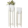 imageCosmoLiving by Cosmopolitan Metal Indoor Outdoor Planter Dome Large Planter Pot with Removable Stand Set of 2 Planters 39quot 46quotH WhiteWhite