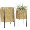 imageCosmoLiving by Cosmopolitan Metal Indoor Outdoor Planter Floral Cutout Small Planter Pot with Removable Stand Set of 2 Planters 15quot 14quotH GoldGold