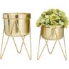 imageCosmoLiving by Cosmopolitan Metal Round Planter with Removable Stand Set of 2 7quot 7quotW SilverGold