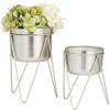 imageCosmoLiving by Cosmopolitan Metal Round Planter with Removable Stand Set of 2 7quot 7quotW SilverSilver