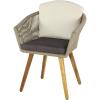 imageDeco 79 Fabric Outdoor Dining Chair Woven Rope Indoor with Cream Polyester Cushion and Tapered Wood Legs set of 2 26quot x 24quot x 31quot Gray