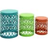 imageDeco 79 Metal Accent Indoor Outdoor Nesting End Carved Trellis Design Set of 3 Side Table 22quot 18quot 15quotH Multi ColoredMulti Colored