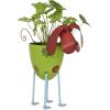 imageDeco 79 Metal Dog Indoor Outdoor Planter  Large Pot With Floral Pattern 19quot x 8quot x 18quot Green