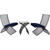 imageDeco 79 Metal Folding Outdoor Seating Set with Cushions Set of 3 21quotW 34quotH Black