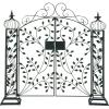 imageDeco 79 Metal Indoor Outdoor Scrollwork Arched Gate Garden Arbor with Vines and Latch Lock Closure 70quot x 15quot x 65quot Black70 x 15 x 65