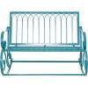 imageDeco 79 Metal Scroll Patio Outdoor Bench Rocking Patio Bench Bench 49quot x 37quot x 37quot Teal