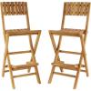 imageDeco 79 Teak Wood Indoor Outdoor Folding Bar Stool Set of 2 18quotW 45quotH Brown