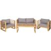 imageDeco 79 Teak Wood Outdoor Seating Set with Cushions Set of 4 52 47 29 29W BrownSeating Set