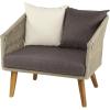imageDeco 79 Wood Woven Rope Outdoor Chair with Polyester Cushions and Slender Tapered Legs Set of 2 33quotW 29quotH Gray