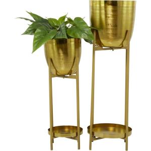 imageCosmoLiving by Cosmopolitan Modern Metal Set of 2 Planters 32quot 24quotH Gold