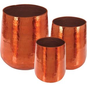 imageDeco 79 Aluminum Metal Indoor Outdoor Planter Large Hammered Small Planter Pot Set of 3 Planters 21quot 16quot 13quotH CopperCopper