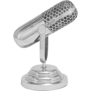 imageDeco 79 Aluminum Metal Microphone Decorative Sculpture Home Decor Statue Accent Figurine 9quot x 6quot x 9quot SilverSilver