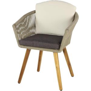 imageDeco 79 Fabric Outdoor Dining Chair Woven Rope Indoor with Cream Polyester Cushion and Tapered Wood Legs set of 2 26quot x 24quot x 31quot Gray