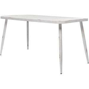 imageDeco 79 Farmhouse Aluminum Outdoor Dining WeatherResistant Table Lawn Backyard Garden White
