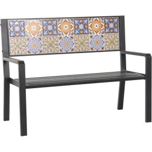 imageDeco 79 Farmhouse Metal Solid Outdoor Bench 47quot x 26quot x 40quot SilverBlack