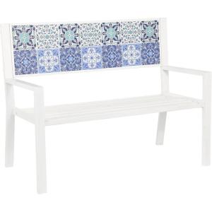 imageDeco 79 Farmhouse Metal Solid Outdoor Bench 47quot x 26quot x 40quot SilverWhite