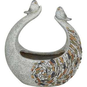imageDeco 79 Fiberglass Bird Indoor Outdoor Planter Large Planter Pot with Stone Mosaic Design Planter 14quot x 8quot x 15quot Gray