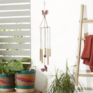 imageDeco 79 Gold Metal Eclectic Windchime 5quot x 5quot x 37quotGold