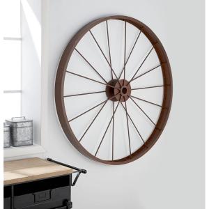 imageDeco 79 IndoorOutdoor Large Red Metal Wheel Wall Decor 43quotRed