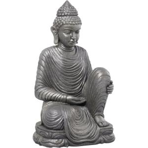 imageDeco 79 Magnesium Oxide Buddha Decorative Garden Sculpture Indoor Outdoor Meditating Garden Statue Outdoor Sculpture 19quot x 15quot x 36quot SilverDark Brown