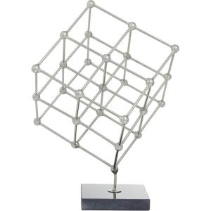 imageDeco 79 Marble Geometric Sculpture with Black Base 9quot x 9quot x 12quot GoldSilver