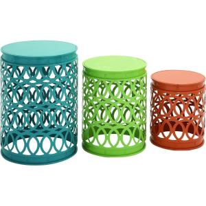 imageDeco 79 Metal Accent Indoor Outdoor Nesting End Carved Trellis Design Set of 3 Side Table 22quot 18quot 15quotH Multi ColoredMulti Colored