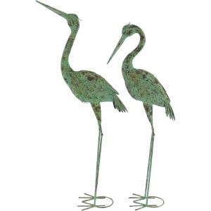 imageDeco 79 Metal Crane Decorative Garden Sculpture Indoor Outdoor Garden Statues Set of 2 Outdoor Sculptures 40quot 38quotH GreenGreen