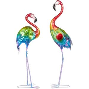 imageDeco 79 Metal Crane Decorative Garden Sculpture Indoor Outdoor Garden Statues Set of 2 Outdoor Sculptures 40quot 38quotH GreenMulti Colored