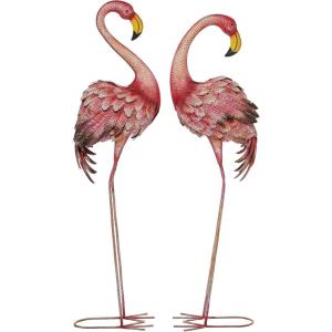 imageDeco 79 Metal Crane Decorative Garden Sculpture Indoor Outdoor Garden Statues Set of 2 Outdoor Sculptures 40quot 38quotH GreenPink