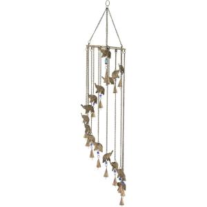 imageDeco 79 Metal Elephant Windchime with Beads and Cone Bells 7quot x 7quot x 36quot Brass