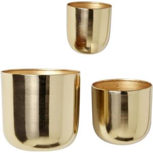 imageDeco 79 Metal Indoor Outdoor Planter Large Planter Pot with Removable Gold Stand Set of 2 Planters 16quot 13quotH WhiteGold
