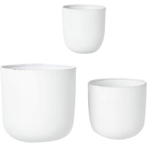 imageDeco 79 Metal Indoor Outdoor Planter Large Planter Pot with Removable Gold Stand Set of 2 Planters 16quot 13quotH WhiteWhite