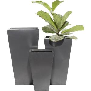 imageDeco 79 Metal Indoor Outdoor Planter Large Planter Pot with Tapered Base Set of 3 Planters 20quot 25quot 30quotH Dark GrayDark Gray