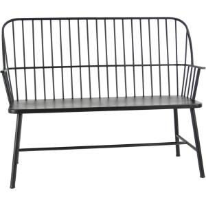 imageDeco 79 Metal Patio Outdoor Bench Grill Style High Back Frame Patio Bench with Trestle Legs and Armrests Bench 48quot x 19quot x 38quot BlackBlack