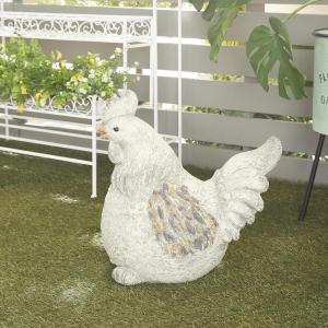 imageDeco 79 Polystone Chicken Decorative Garden Sculpture Indoor Outdoor Garden Statue Outdoor Sculpture 15quot x 11quot x 13quot GrayGray