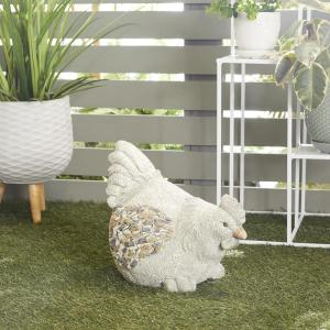 imageDeco 79 Polystone Chicken Decorative Garden Sculpture Indoor Outdoor Garden Statue Outdoor Sculpture 15quot x 11quot x 13quot GrayLight Grey