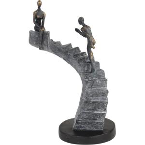 imageDeco 79 Polystone People Decorative Sculpture Home Decor Statue with Stairs Accent Figurine 8quot x 3quot x 14quot BlackRound