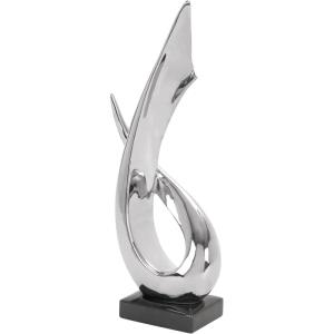 imageDeco 79 Porcelain Ceramic Abstract Decorative Sculpture Home Decor Statue with Black Base Accent Figurine 8quot x 4quot x 17quot SilverCONVENIENTLY SIZED