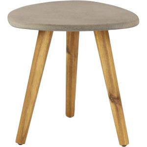 imageDeco 79 Wood Outdoor Accent Table with Concrete Inspired Top and Slender Tapered Legs 16quot x 16quot x 16quot GrayGrey