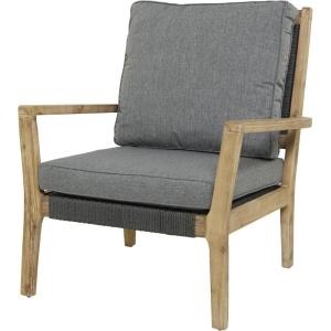 imageDeco 79 Wood Outdoor Chair with Cushions 27quot x 26quot x 35quot Dark GrayChair