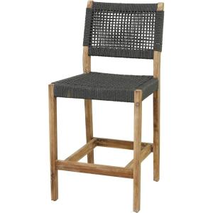 imageDeco 79 Wood Outdoor Chair with Cushions 27quot x 26quot x 35quot Dark GrayStool