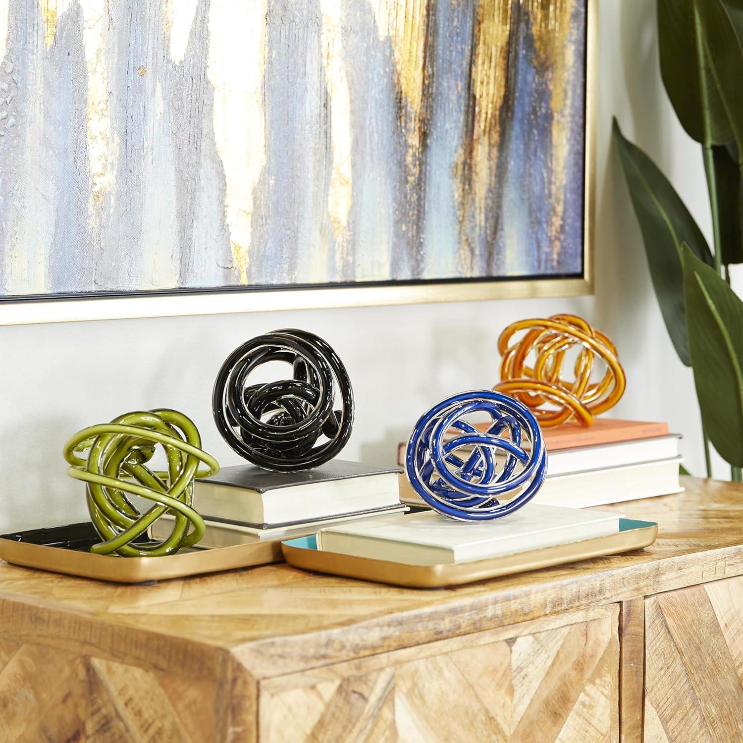 imageDeco 79 Glass Abstract Decorative Sculpture Home Decor Statues set of 4 Accent Figurines 5quot x 5quot x 5quot Multi Colored