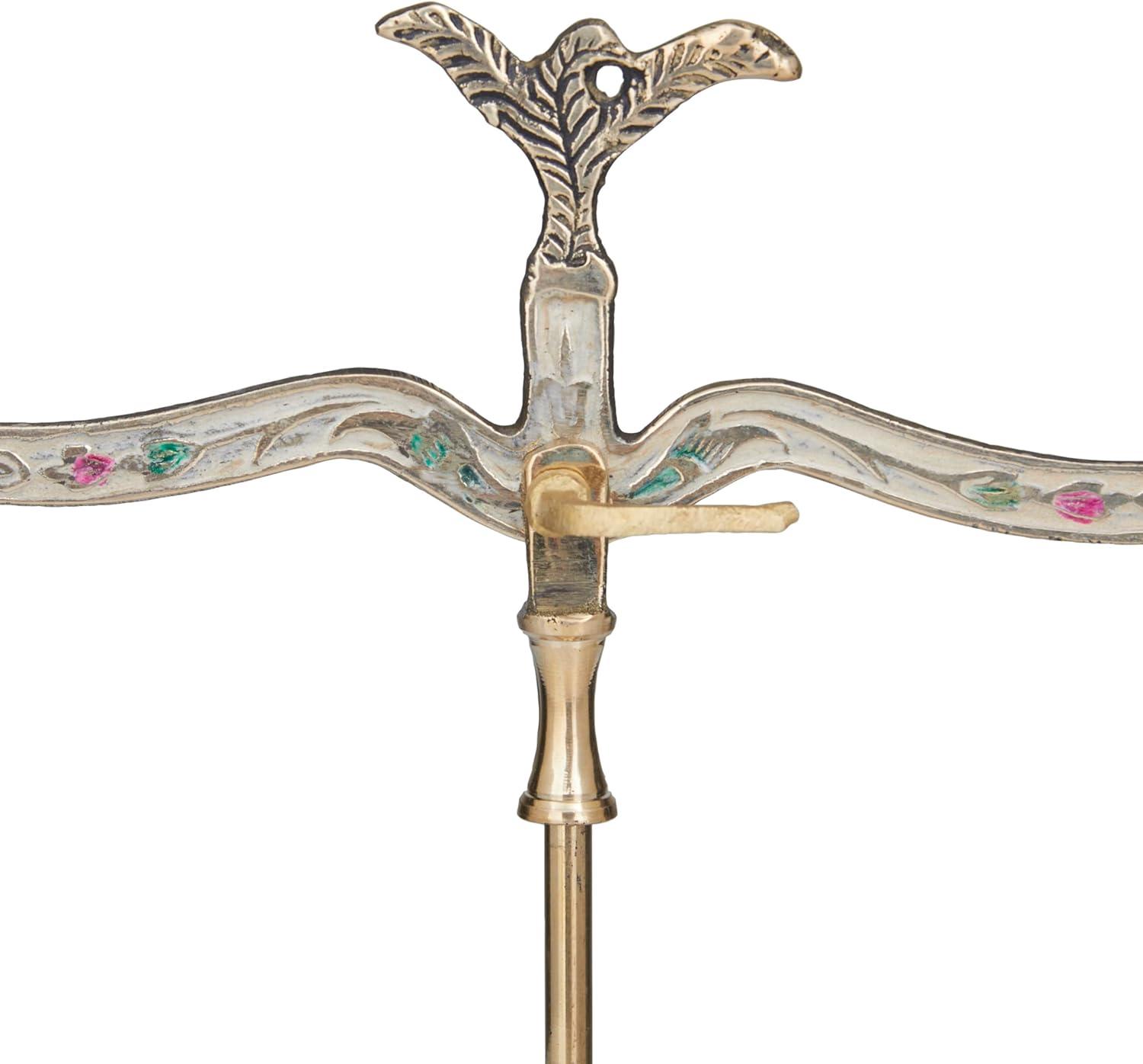 imageDeco 79 Metal Small Vintage Style Decorative Scales with Red and Green Floral Accents 12quot x 4quot x 12quot Gold
