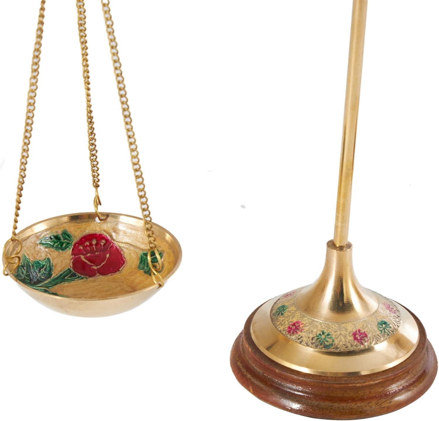 imageDeco 79 Metal Small Vintage Style Decorative Scales with Red and Green Floral Accents 12quot x 4quot x 12quot Gold