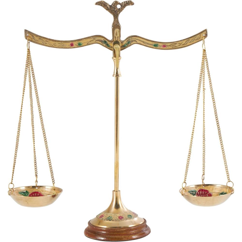 imageDeco 79 Metal Small Vintage Style Decorative Scales with Red and Green Floral Accents 12quot x 4quot x 12quot Gold